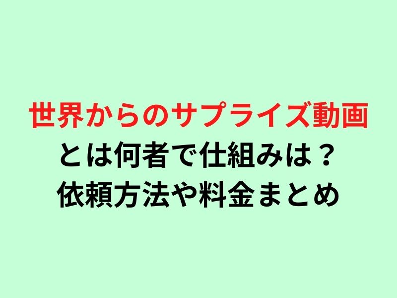 世界からのサプライズ動画とは何者で仕組みは 依頼方法や料金まとめ ぷらいむツリー